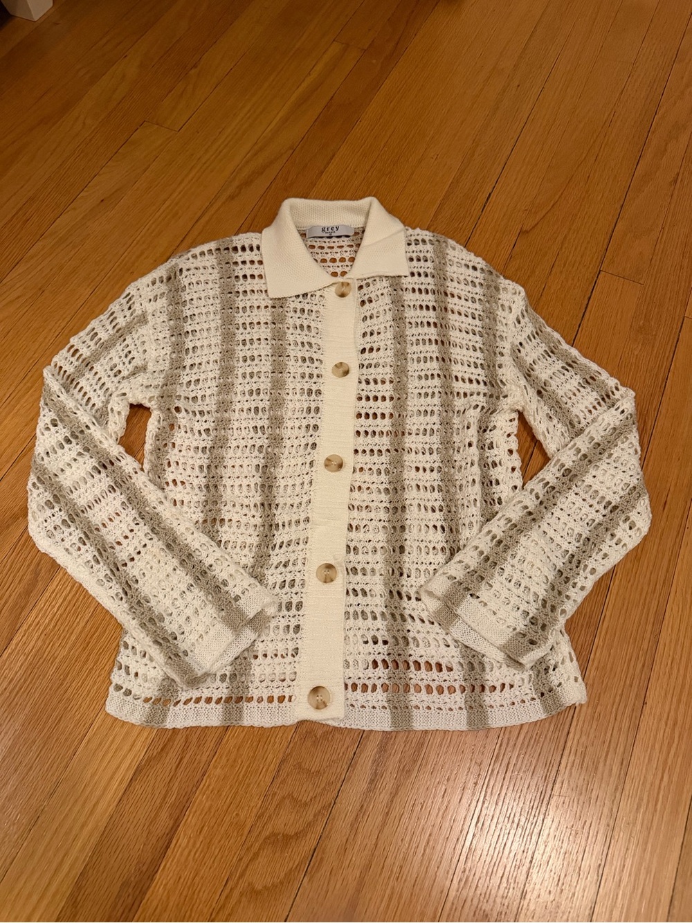 Grey Bandit Crochet Button-Front Women's Sweater - Cream